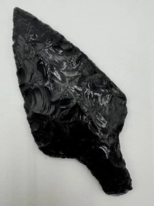 Punta de flecha de obsidiana negra de 7" piedra cortada a mano - Imagen 1 de 5