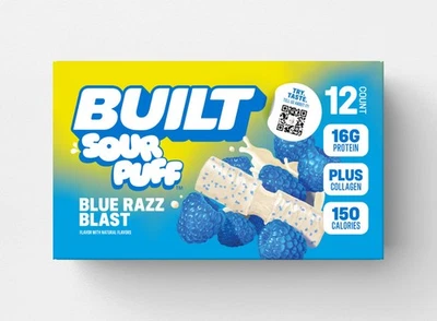 Barritas de proteína Built Bar Puff, 17 g de proteína, 6 g de azúcar, sin gluten, Blue Razz Blast Foto 1 de 4