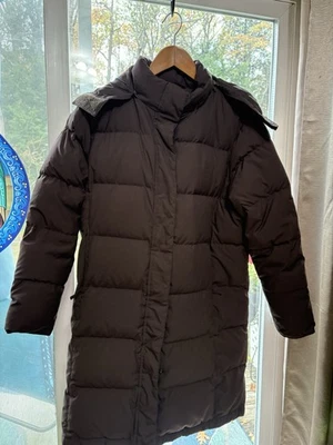 LLBean Women’s Goose Down Light Weight Long Winter Coat Size L  Petite Brown  - Image 1 of 4