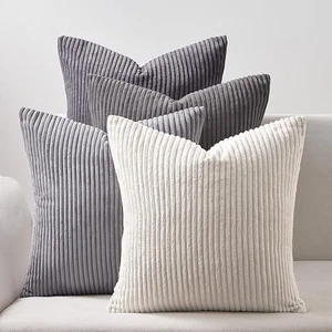 4x Cushion Covers 60x60cm Living Room Cushions with Covers Soft Corduroy Cushion - Picture 1 of 6