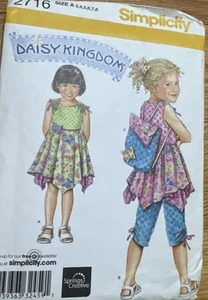 Simplicity 2716 Daisy Kingdom Girl Dress Top Capri Pants Pattern Size 3-8 UNCUT - Picture 1 of 4