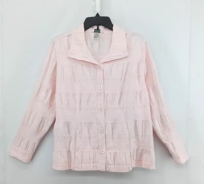 Chaqueta Christopher & Banks para mujer talla PXL rosa claro mangas enrollables bolsillos Foto 1 de 4
