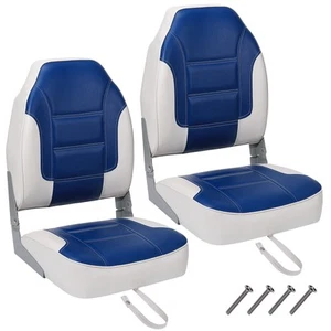 2 Pack High Back Boat Seats Fold-Down Fishing Boat Chair for Speedboat Canoe - Picture 1 of 23