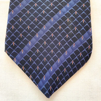 Bill Blass BLACK LABEL 100% SILK Men's Tie-Black/Blue Teardrop Pattern Classic  - Image 1 of 4