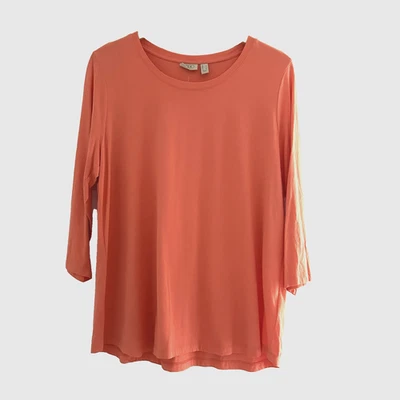 Camiseta con logotipo Lori Goldstein talla L manga 3/4 cuello redondo pulóver mezcla de algodón Foto 1 de 4