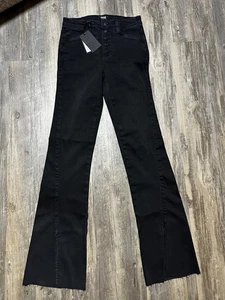 Pantalones de mezclilla elásticos PAIGE de tiro alto Laurel Canyon negros 27 bootcut nuevos con etiquetas - Imagen 1 de 8