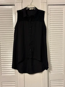 Top Lia Mi NEGRO SIN MANGAS XXXL ~ Encaje/Cuello/Botón/Espalda/Cola muy larga - Imagen 1 de 10