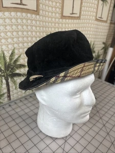 Raro Burberry Auténtico Negro Gamuza Cuero Cubo Sombrero Italia Adulto Talla M Mediano - Imagen 1 de 16