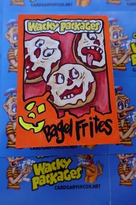 2024 WACKY PACKAGES HALLOWEEN ARTIST SKETCH CARD BAGEL FRITES by KIMBER   SP646 - Image 1 of 2