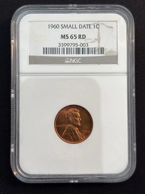 1960 Lincoln Memorial Cent Small Date NGC MS65 RD - Image 1 of 2