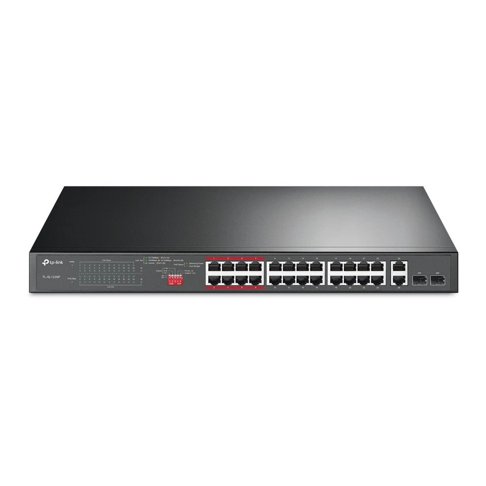 TP-Link TL-SL1226P 24-Port 10/100Mbps + 2-Port Gigabit Unmanaged PoE+ Switch - Image 1 of 1