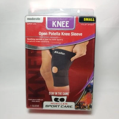 Mueller Open Patella Knee Sleeve Small Left Right Moderate Support Sprain  - Image 1 of 4