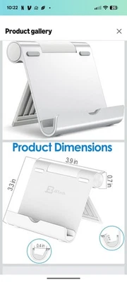 JETech Tablet Stand, Adjustable Portable Desktop Holder, Silver - Image 1 of 3