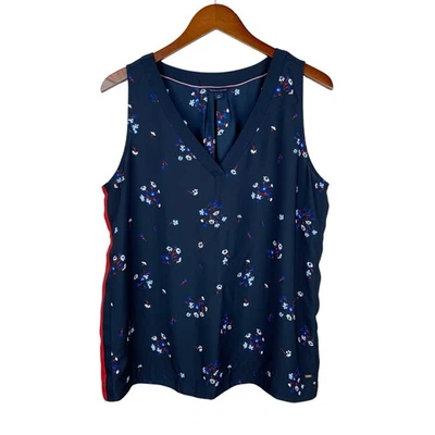 Blusa sin mangas Tommy Hilfiger azul floral sin mangas rayas para mujer L Foto 1 de 4