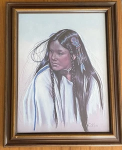 Alawa-Sta-We-Ches Native American Woman By Artist Penni Anne Cross Framed Print - Picture 1 of 7
