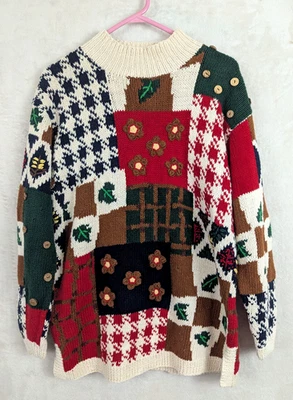 Nuevo Suéter De Colección The Eagle's Eye Sport Talla S 1994 Floral Otoño Tejido a Mano 0555 Foto 1 de 4