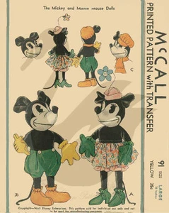 Repro Vintage 1933 Mickey & Minnie Mouse 18" Puppe Nähmuster McCall 91 - Bild 1 von 1