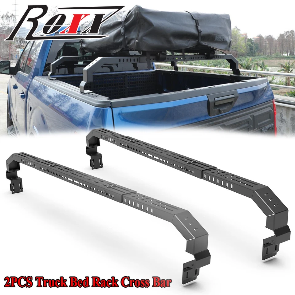 1Piar Adjustable Black Low Profile Truck Bed Rack Cross Bar Fits ALL Size Trucks - Изображение 1 из 4