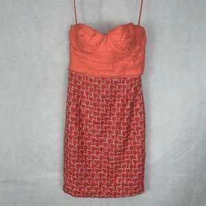 Alice + Olivia korallenrosa Tweed Bustier Style Kleid Größe 2 Neu mit Etikett - Bild 1 von 6