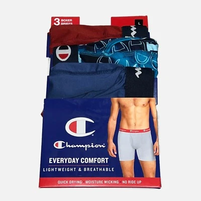 Paquete de 3 calzoncillos boxer Champion para hombre grandes nuevos con etiquetas L 36-38" Foto 1 de 4