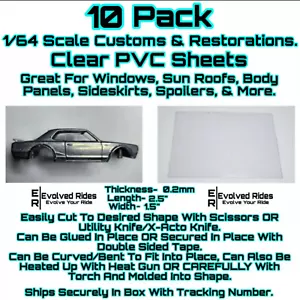 DIY Windshield 10PC 2.5"x1.5" For 1/64 Scale Customs Restorations - Picture 1 of 3
