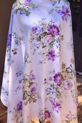 Shabby Victorian Roses. French Vintage Light Purple Floral Cotton, Quality. BTY - Image 1 of 4