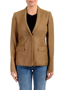 Versace Women's Sand Brown Silk Two Button Blazer Jacket US XS IT 38 - Picture 1 of 6