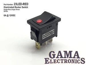 Mini interruptor basculante de un solo polo de 10 amperios con LED rojo de 12 voltios - 23 LED-ROJO - Imagen 1 de 3