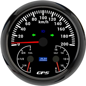 110MM 3 IN 1 Gauge GPS Speedometer 200km/h with Fuel Level 240-33ohms Voltmeter - Picture 1 of 2