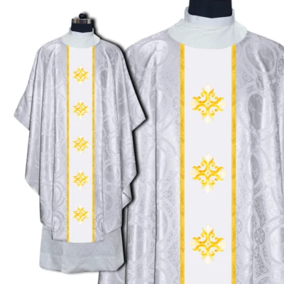 Vestimenta Casulla Litúrgica con Cruz Bordada Orphrey y Estola para Sacerdote Foto 1 de 4