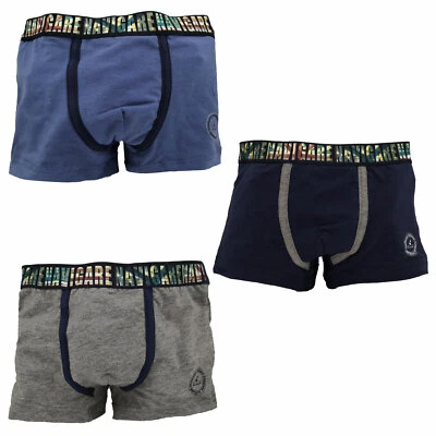 PACK 6 BOXER BIMBO NAVIGARE IN TINTA UNITA COLOR GRIGIO SCURO NAVY E JEANS 810ZB - Immagine 1 di 4