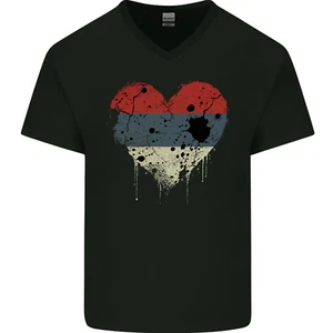 T-shirt calcio da uomo Love Flag Republika Srpska collo a V cotone - Foto 1 di 3