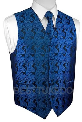 Men's Paisley Tuxedo Vest, Tie and Hankie. Formal Dress Wedding Prom Homecoming - Image 1 of 4