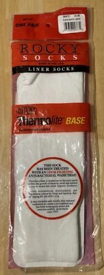 ROCKY SOCKS Liner Socks THERMOLITE BASE One Pair - White Large - Made in the USA - Image 1 of 3