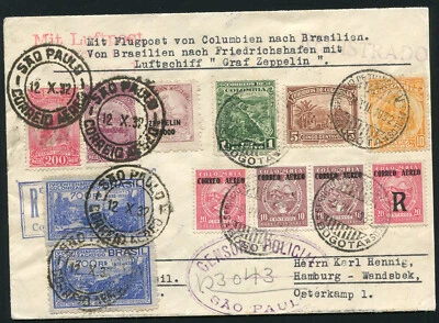 Zeppelin 1932 LZ 127+Scadta Sieger 190C Brasil/Colombia Correo 8º SudaméricaFlt Foto 1 de 2