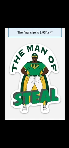 Rickey Henderson The Man Of Steal Logo 4 Inch Magnet Oakland Athletics A's HOF Cover