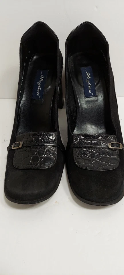 Zapatos de salón Mezlan Capshaw para mujer de gamuza negra de cuero genuino de cocodrilo Foto 1 de 4