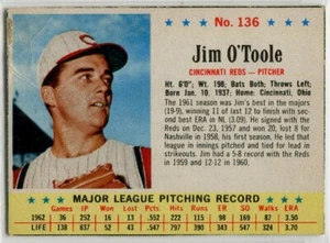 1963 Post Cereal #136 Jim O'Toole Cincinnati Reds - Picture 1 of 2