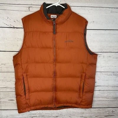 Chaleco acolchado Eddie Bauer cremallera completa premium plumón de ganso para hombre talla XL naranja  Foto 1 de 4