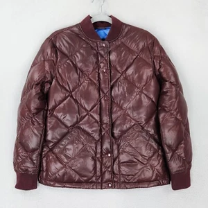 J Crew Jacket Womens Extra Small Burgundy Quilted Down Puffer Bomber Collection - Picture 1 of 14