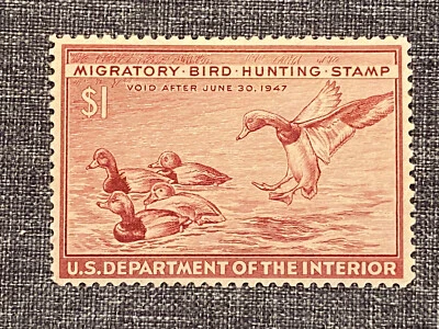 Estampillas de Estados Unidos - SC# RW 13 - Estampilla de pato - MHR - CV $50,00 Foto 1 de 2