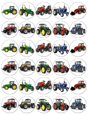 FRANKIES BAKERY 30 x Tractors Themed Edible Cupcake Toppers Edible Wafer Paper Fairy Cake