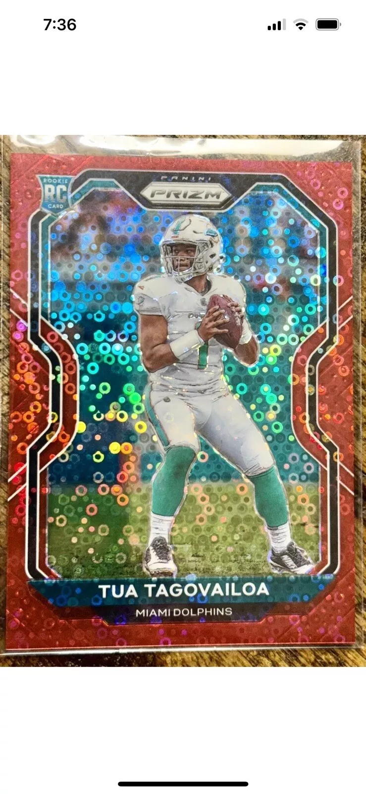 2020 Panini Prizm Tua Tagovailoa #339 No Huddle Red Rookie RC /50 Dolphins
