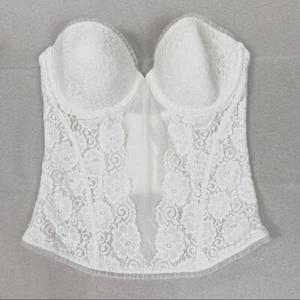 Maidenform White Lace Sheer Paneled Bustier Corset Top Size 34B - Picture 1 of 4