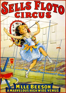 Verkauft Floto - M'lle Beeson - Marvelous High Wire Venus - 1921 Circus Show Poster - Bild 1 von 1