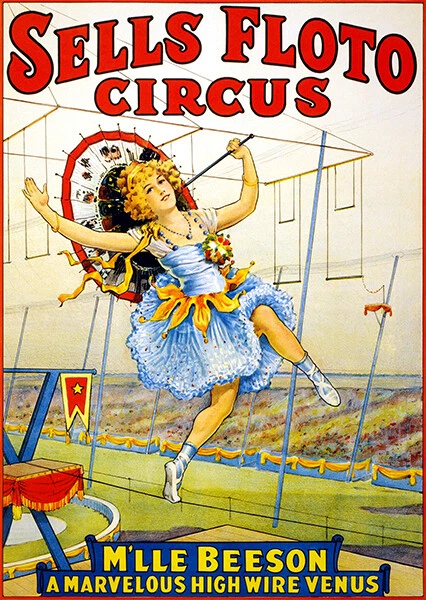 Vende foto - M'lle Beeson - Maravillosa Venus High Wire - Póster de espectáculo de circo de 1921 Foto 1 de 1