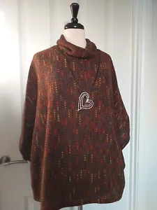 Rust rainbow dot Cowl Neck Poncho Cape Jumper Made in Italy One Size - Picture 1 of 12