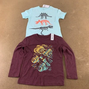 Toddler Boy Size 4T Jumping Beans Long Sleeve OshKosh Short Sleeve Tees NWT - Picture 1 of 8