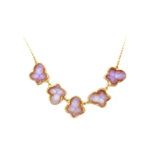 Michael Vincent Michaud- Glass Round Statement HYDRANGEA LAVENDERNECKLACE 4079 i - Picture 1 of 1