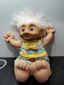 Peluche pupazzo vintage troll del tesoro capelli bianchi giocattolo 10" asso novità - Foto 1 di 9